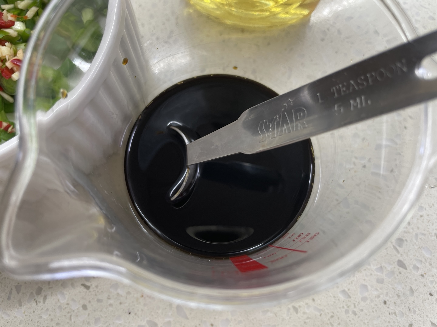 계란 노른자장 액체 양념 재료 - 티스푼(5ml)으로 계량