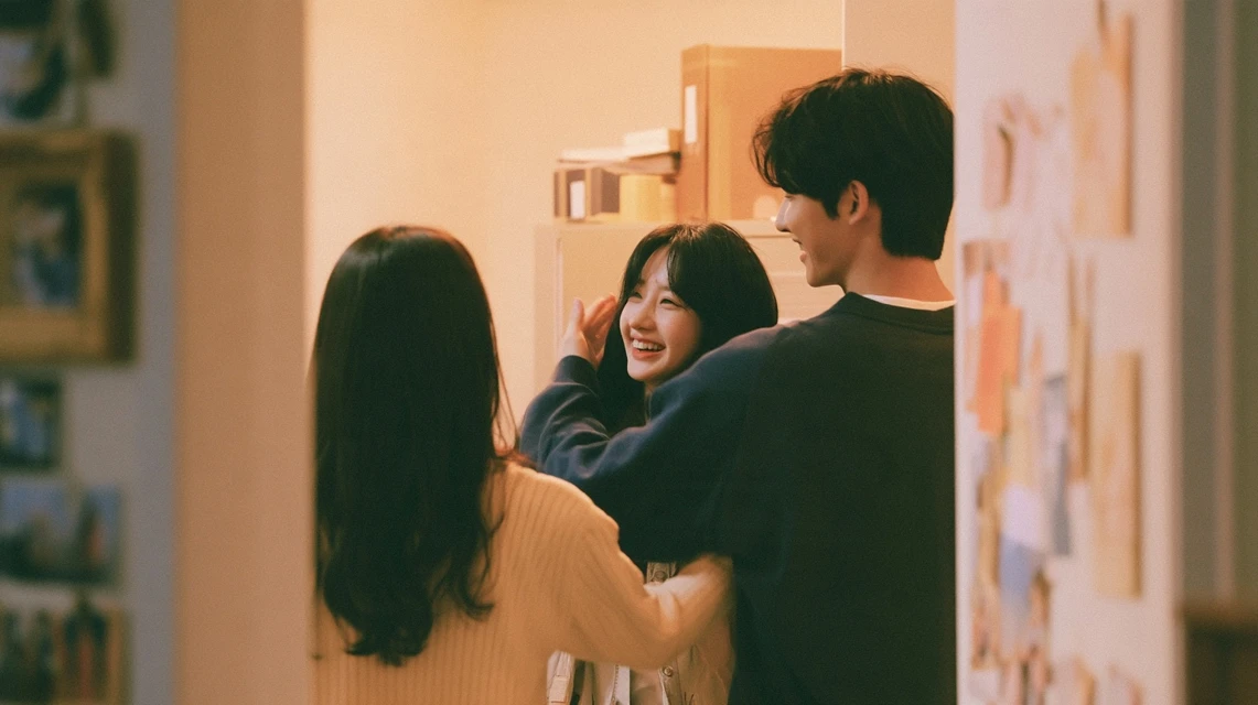 잔잔한 풍경을 바라보며 산책하는 사람