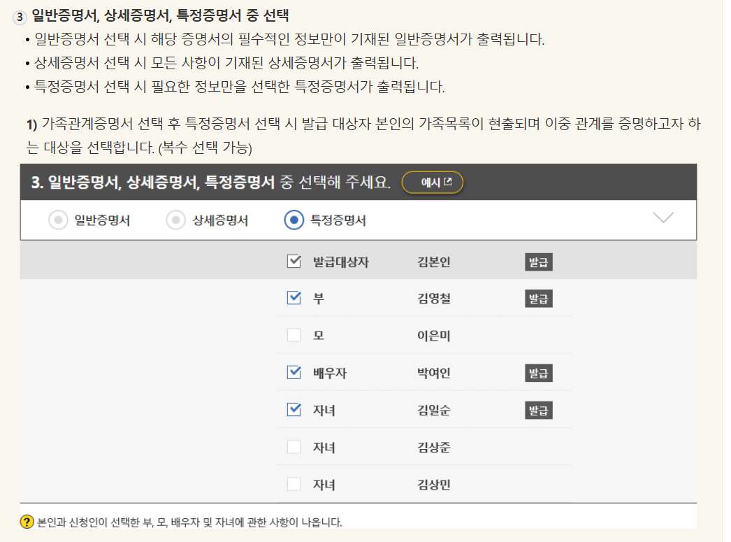 가족관계증명서 발급 안내