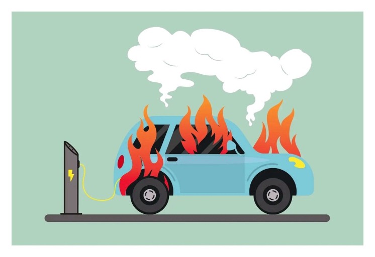 전기차 화재를 보여주는 이미지 입니다.