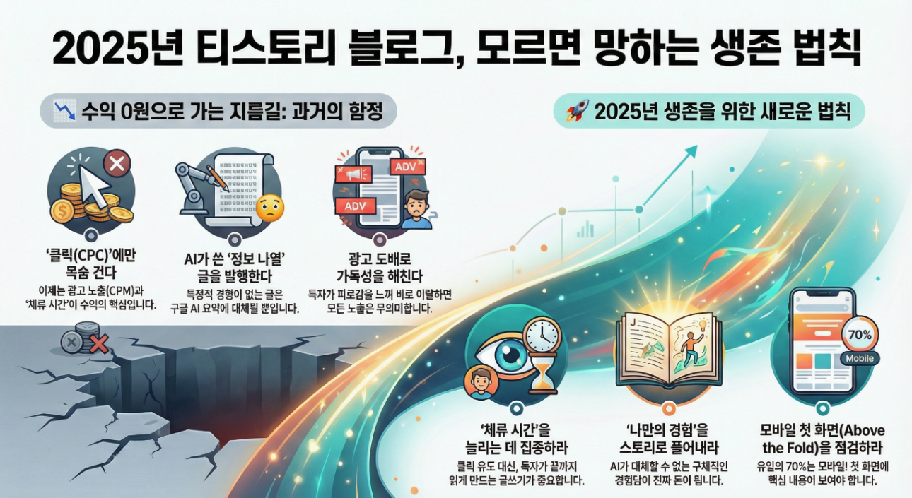2025년 티스토리 블로그, 모르면 망하는 생존 법칙, 인포그래픽