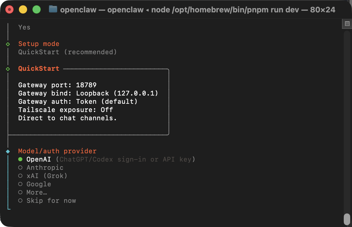 맥북에어 터미널 환경에서 pnpm install 명령어를 통해 Node.js 기반 오픈클로 프로젝트의 의존성 라이브러리들을 빌드하고 있는 개발자 화면(오픈클로 맥북에어)
