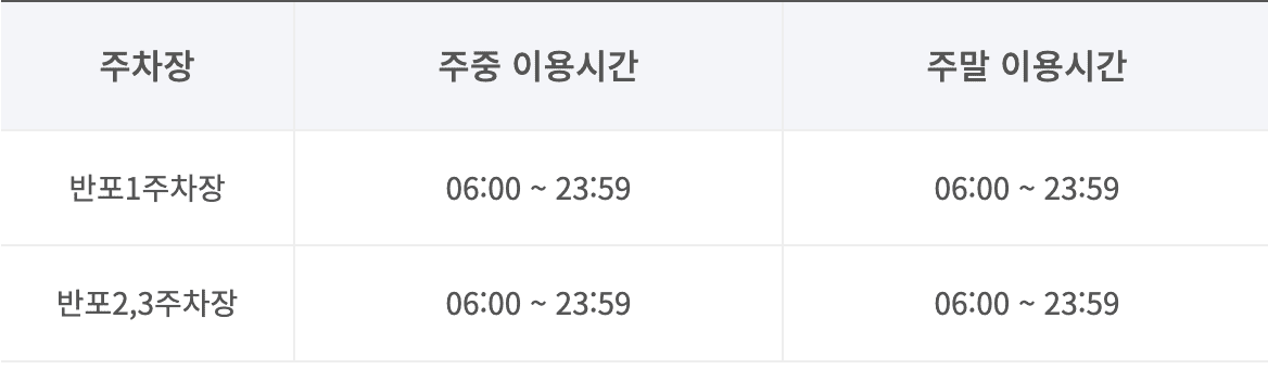 반포 한강공원 주차장 실시간 현황 조회 및 요금