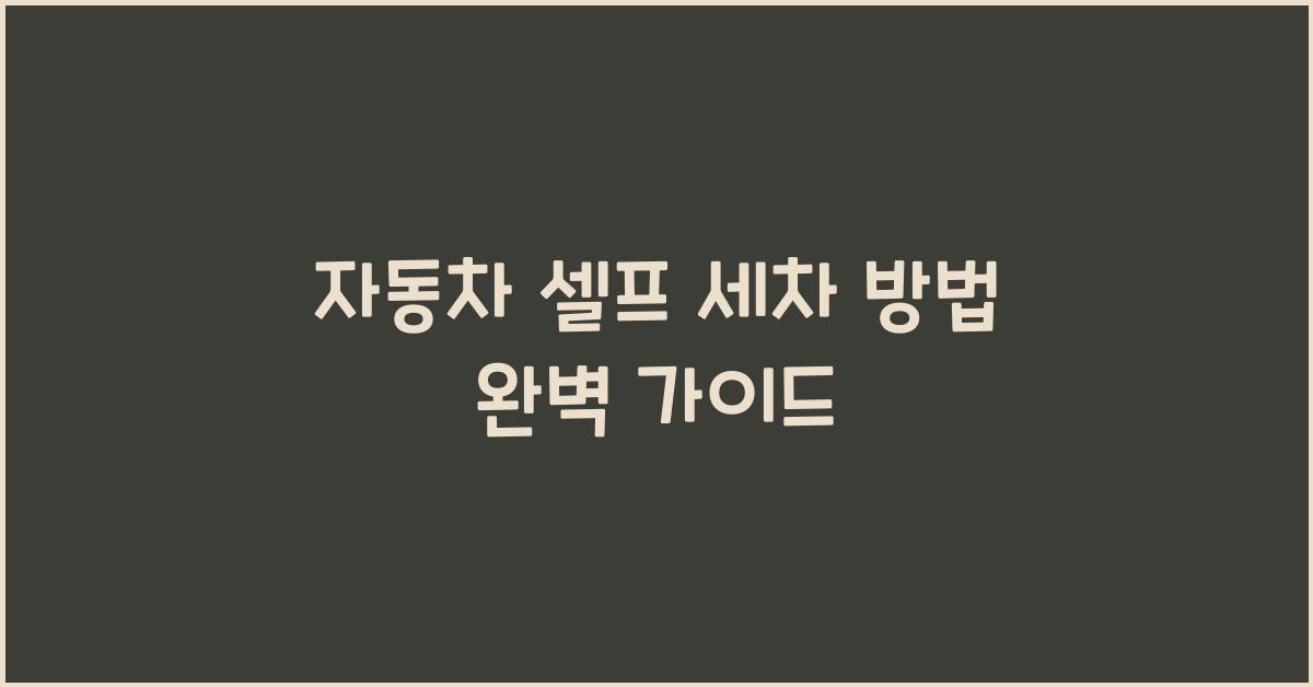 자동차 셀프 세차 방법