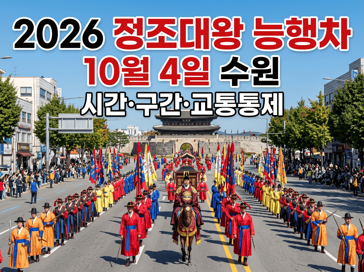 수원 도심에서 전통 복장을 한 정조대왕 능행차 재현 행렬이 이동하는 모습