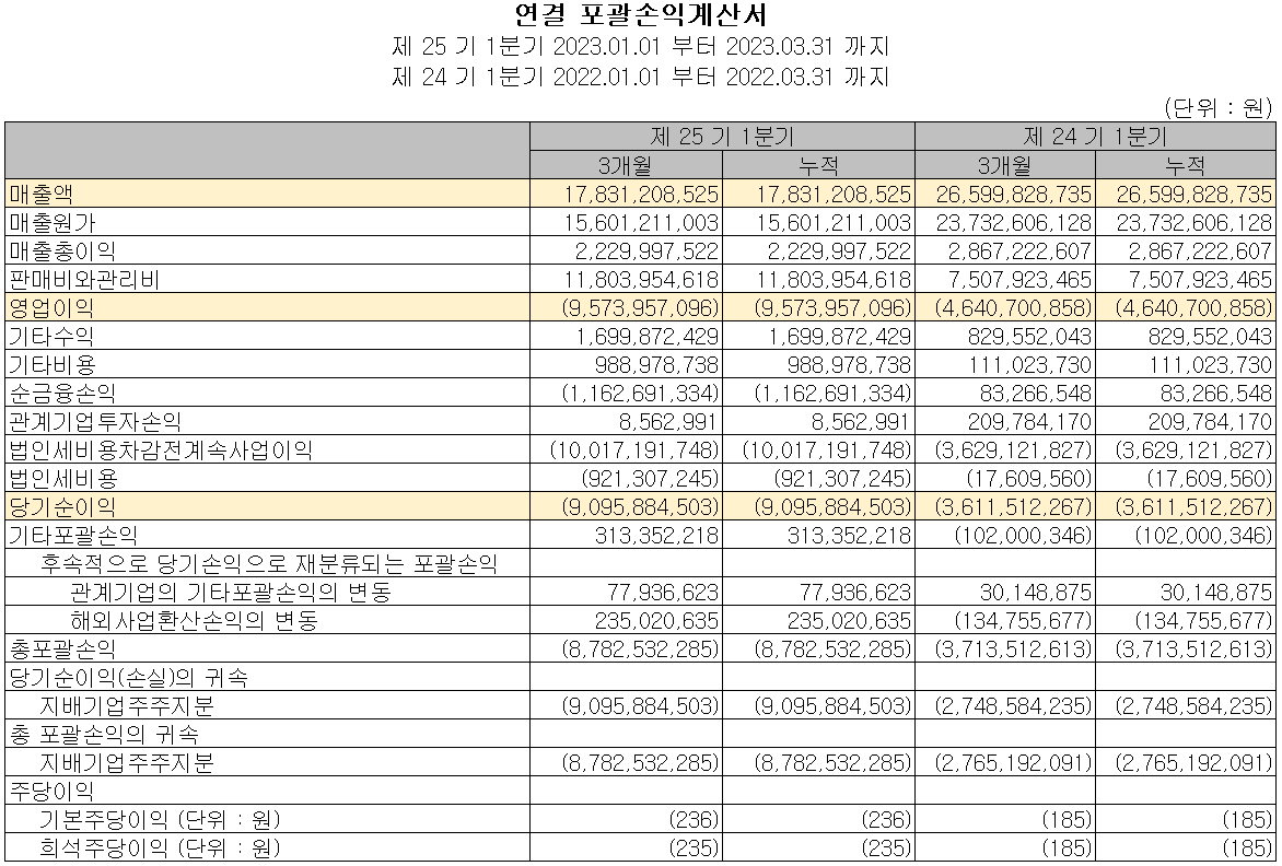 원익피앤이 - 손익계산서