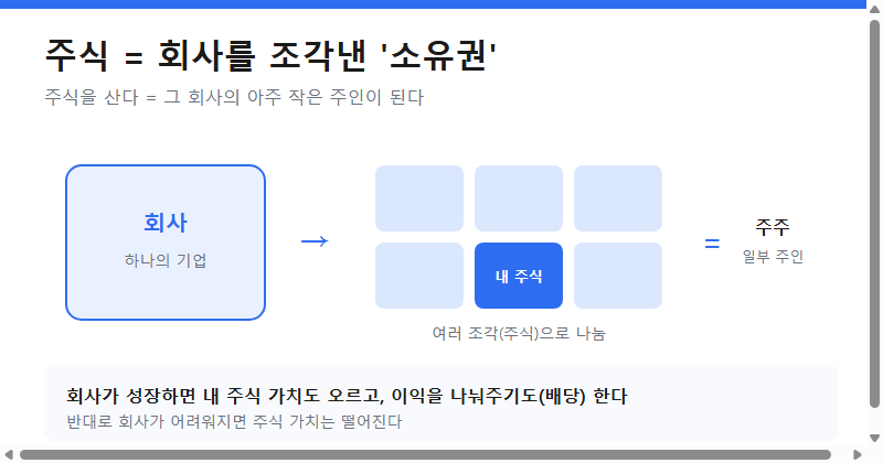 주식은 회사를 조각낸 소유권이라는 개념 설명