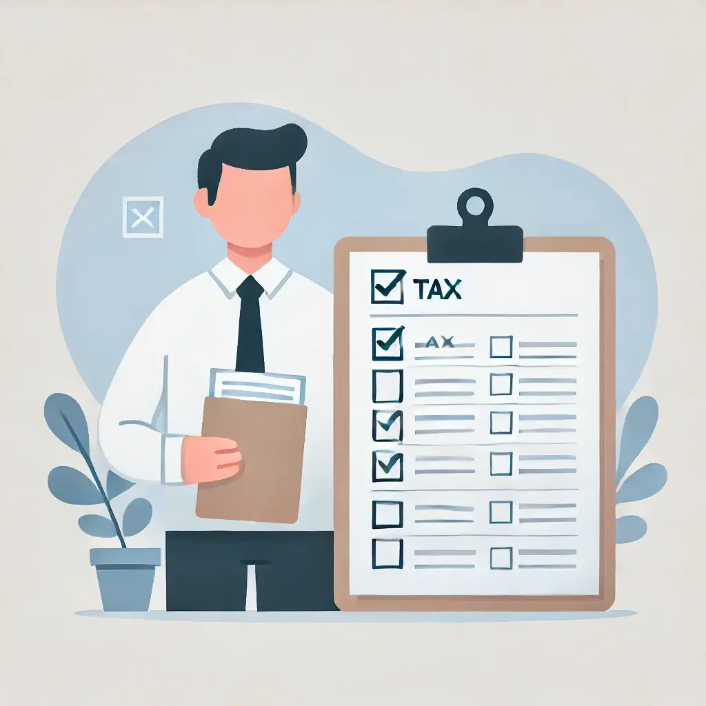 필수 서류를 정리하고 준비하는 소상공인의 일러스트.