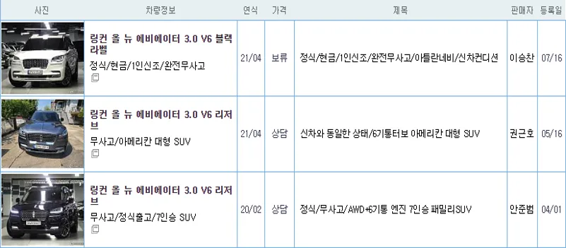 링컨 에비에이터 중고 가격