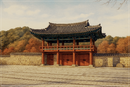 부여 부소산성 남문 이미지