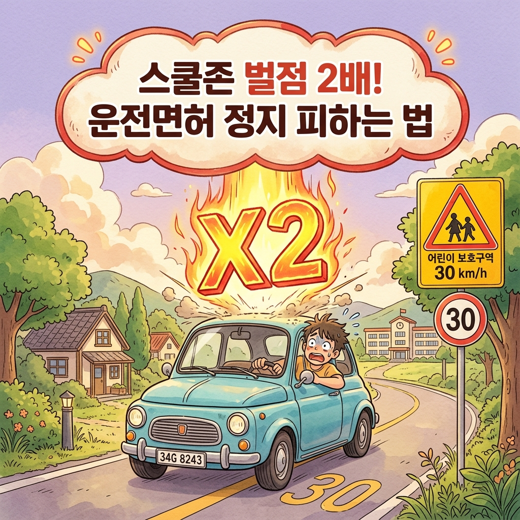 2026년 어린이보호구역 스쿨존 과속 신호위반 벌점 2배 가중 처벌 가이드