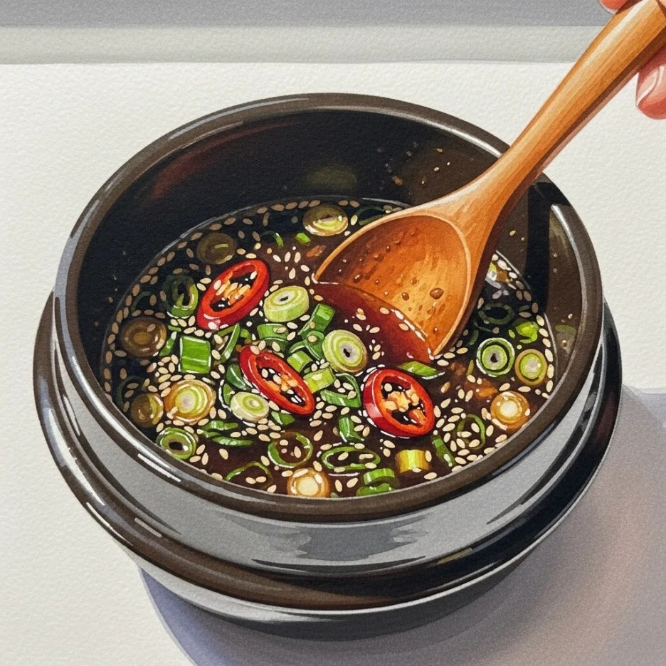 갖은 양념으로 맛있게 버무려진 잔치국수 양념장.