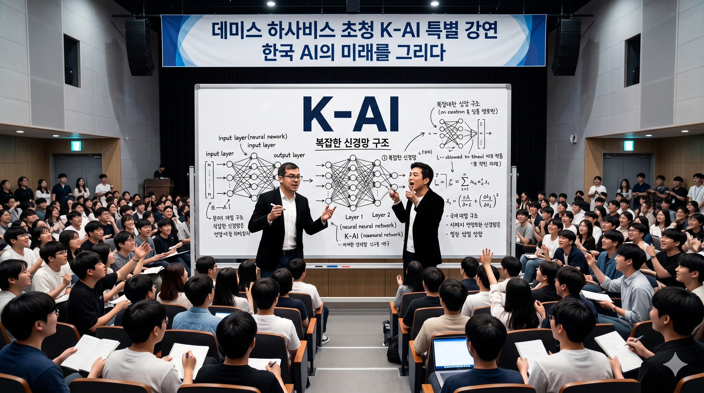 한국 개발자들에게 AI 미래 전략을 강연하는 데미스 하사비스