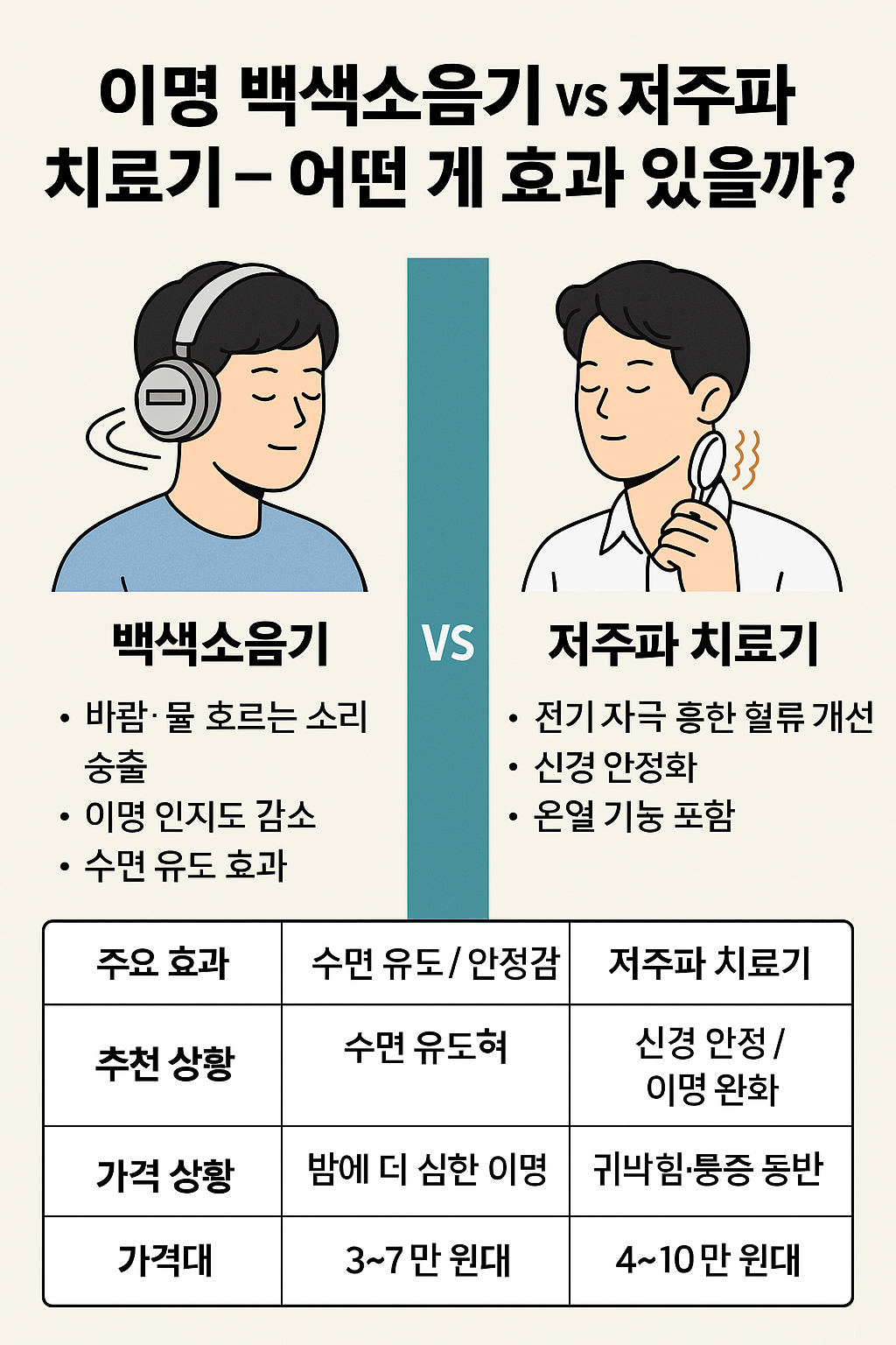 이명 백색소음기 vs 저주파 치료기 – 어떤 게 효과 있을까?