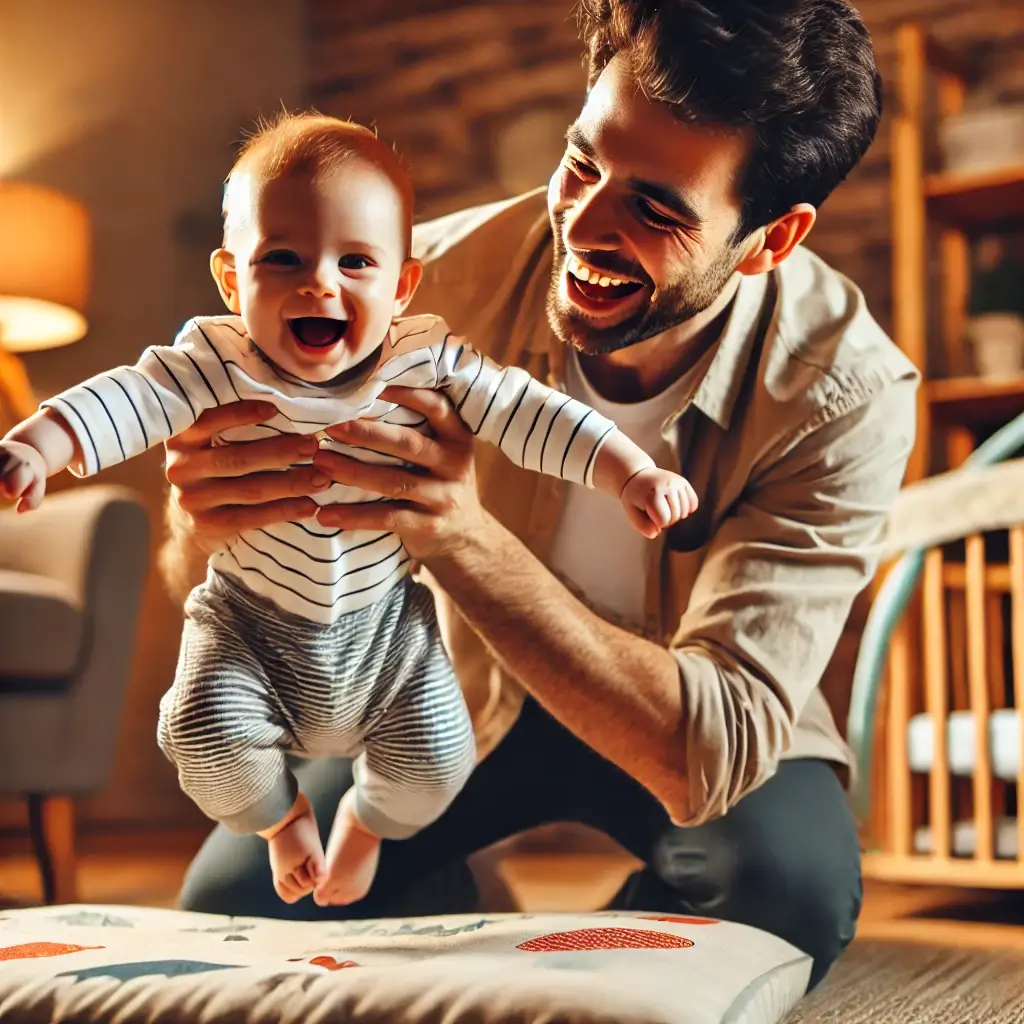 아빠와 함께 놀이하는 아기
