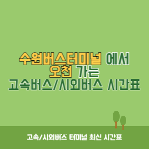 수원버스터미널에서 오천 가는 시외버스 시간표 최신정보