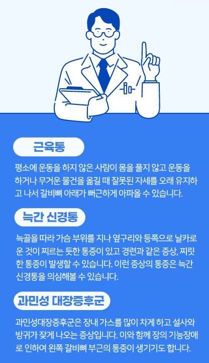 왼쪽 갈비뼈 아래 통증의 원인들