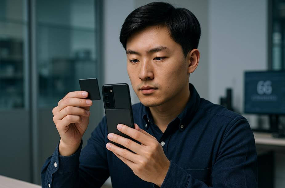 모듈 교체형 스마트폰을 실험하는 장면