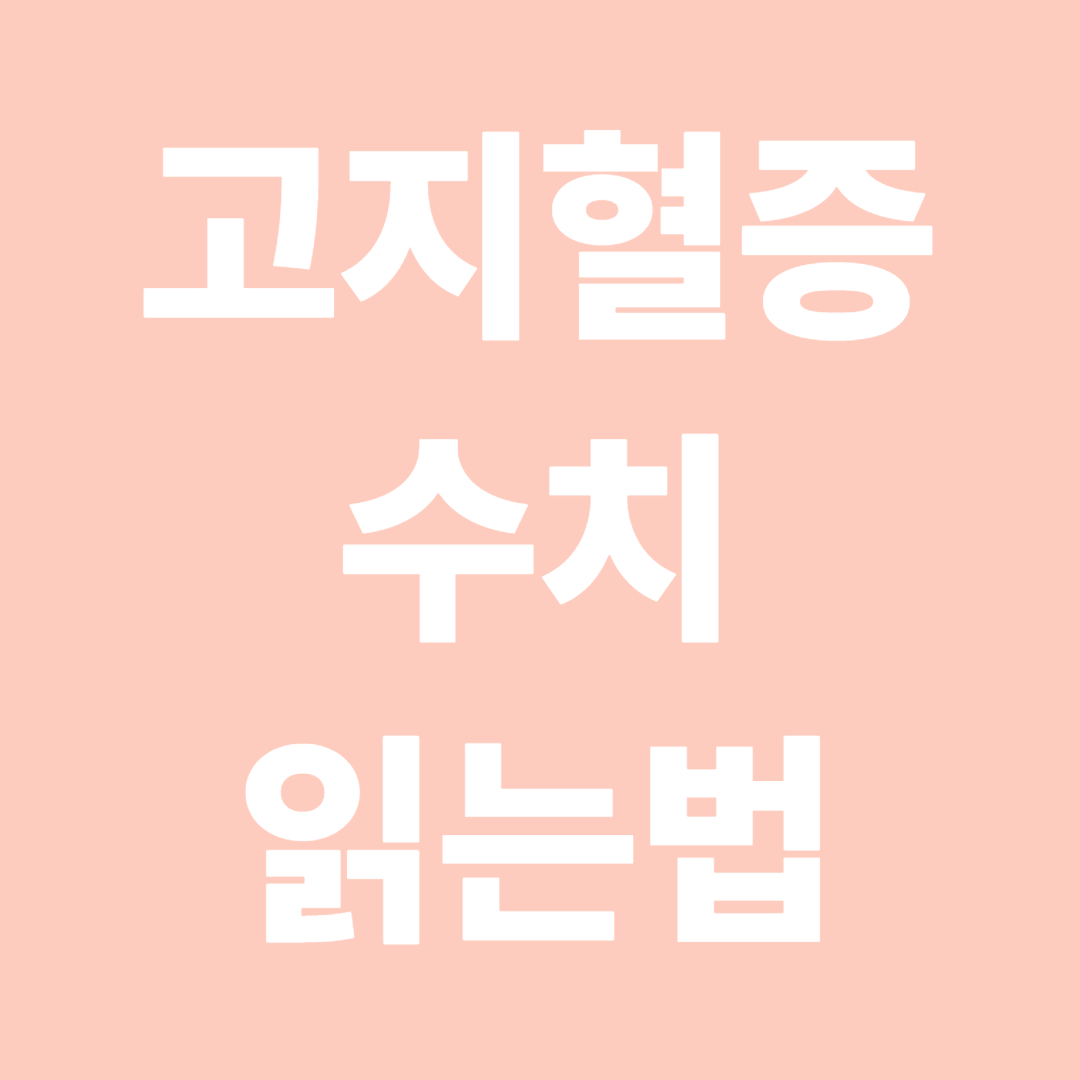 고지혈증 수치 읽는법