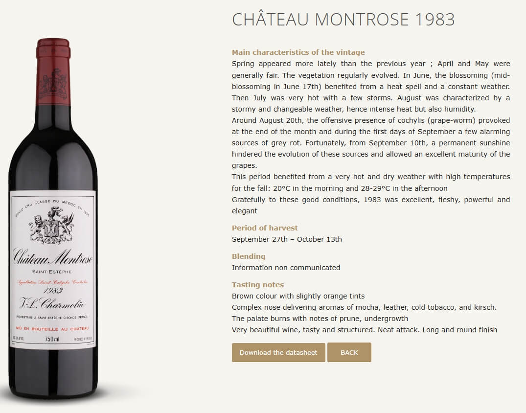Ch&acirc;teau Montrose 1983, Saint-Est&egrave;phe, Bordeaux, France｜샤토 몽로즈 1983