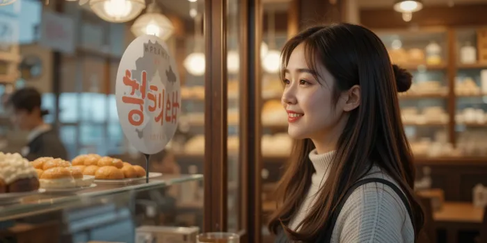 민생회복 지원금 스티커를 확인하는 여성 소비자의 일상