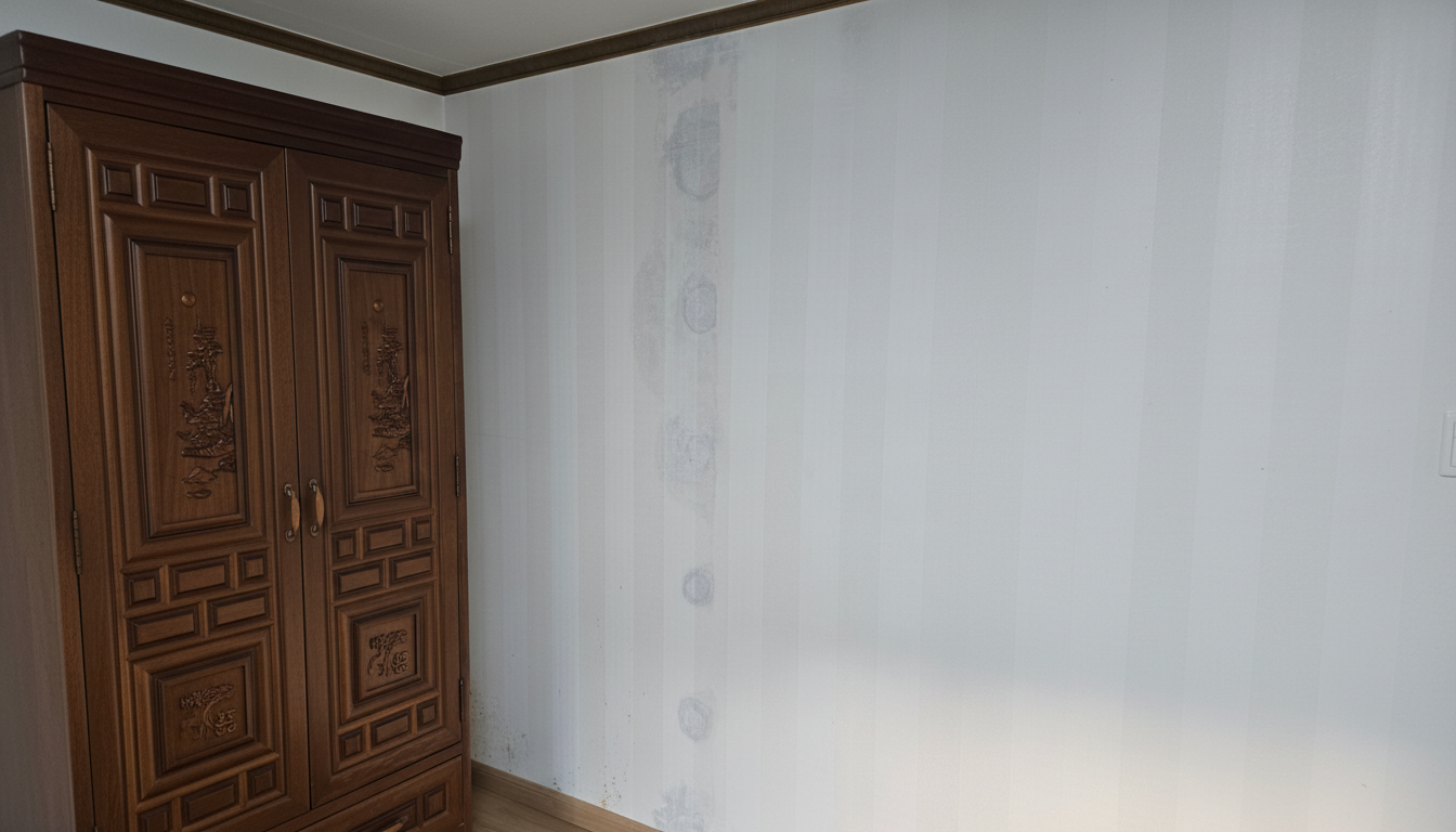 안방 벽면 누수확인