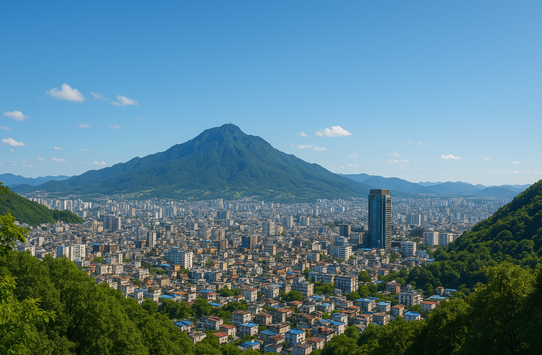 광주 무등산과 도시 전경