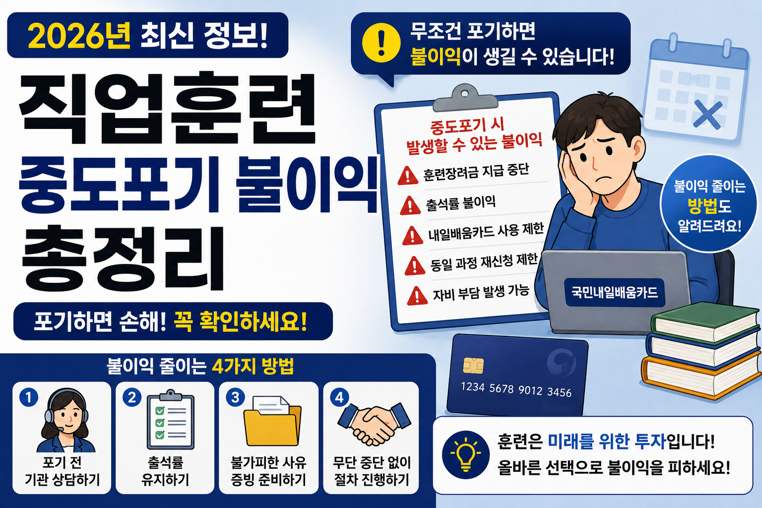 직업훈련 중도포기 불이익 총정리 (국민내일배움카드 꼭 확인)