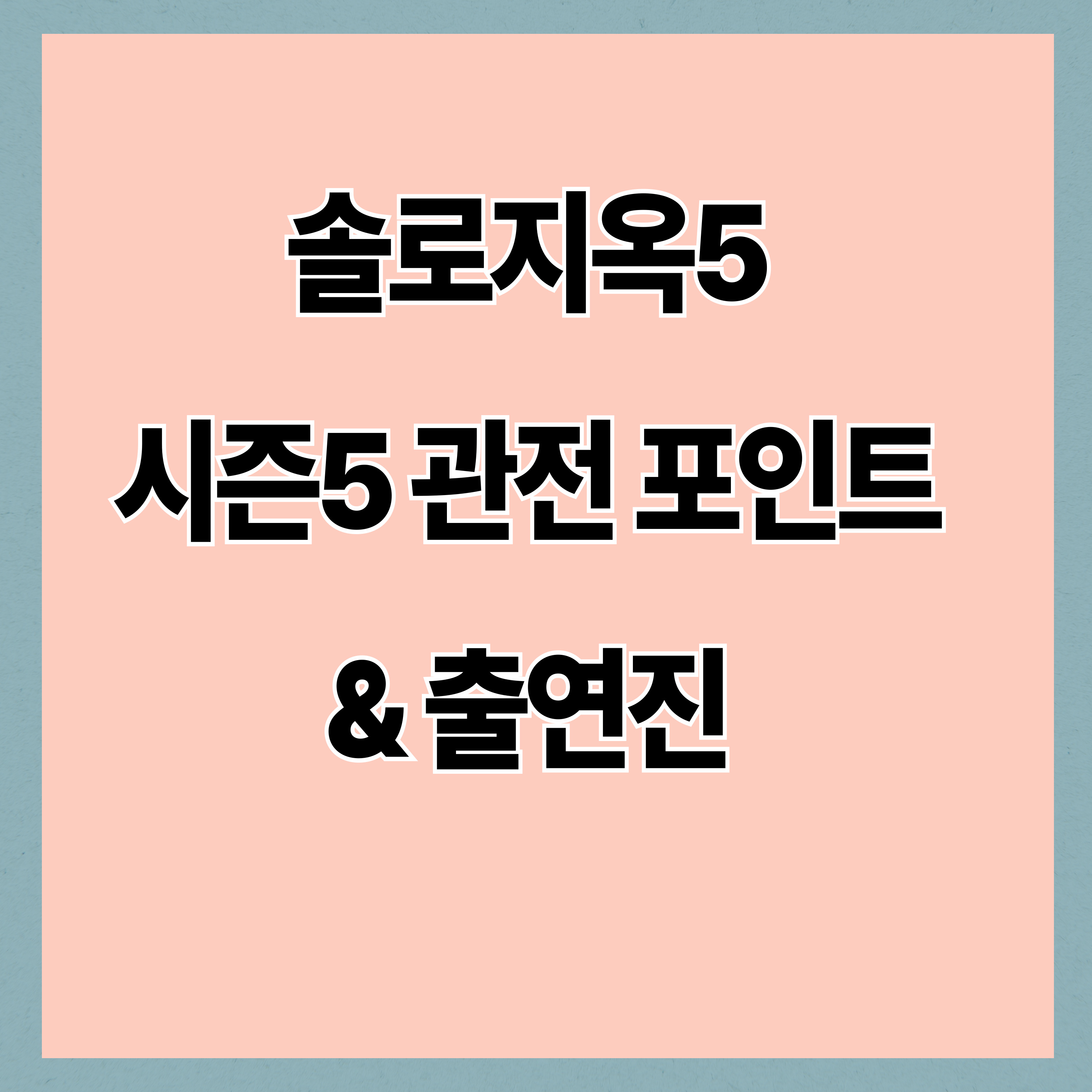 솔로지옥5 시즌5 관전 포인트 & 출연진 러브라인 총정리|나이·직업 포함