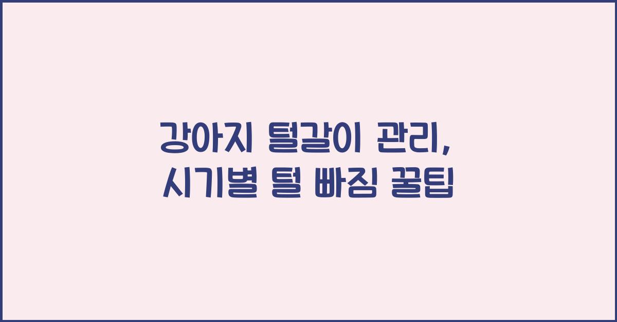 강아지 털갈이 관리: 시기별 털 빠짐 해결법