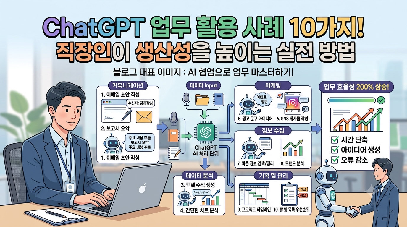 ChatGPT 업무 활용 사례 10가지! 직장인이 생산성을 높이는 실전 방법