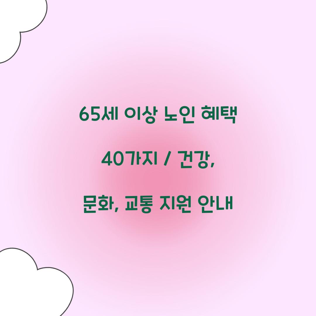 65세이상 노인 혜택