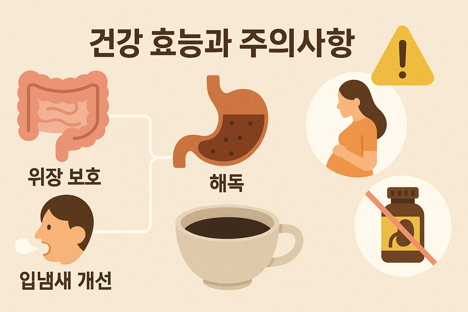 &quot;건강 효능과 주의사항&quot;에 대한 이미지입니다.