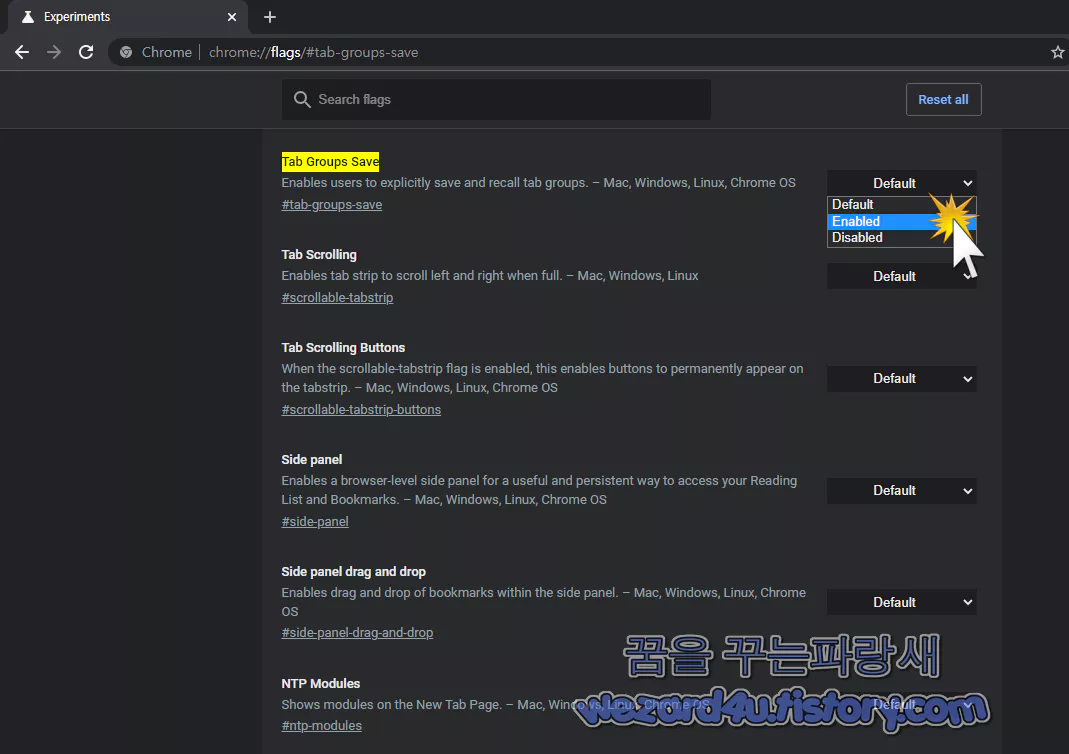 구글 탭 그룹 저장 및 복원 설정