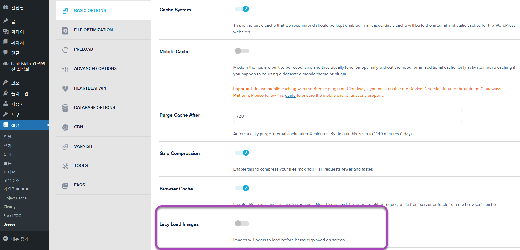 워드프레스: 최대 콘텐츠 렌더링 시간 이미지가 지연 로드되었습니다 경고 해결하기