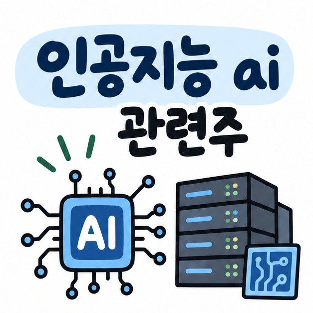 AI 칩과 데이터센터 아이콘 옆에 인공지능 ai 관련주라는 제목이 크게 적힌 대표 썸네일
