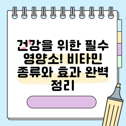 건강을 위한 필수 영양소! 비타민 종류와 효과 완벽 정리