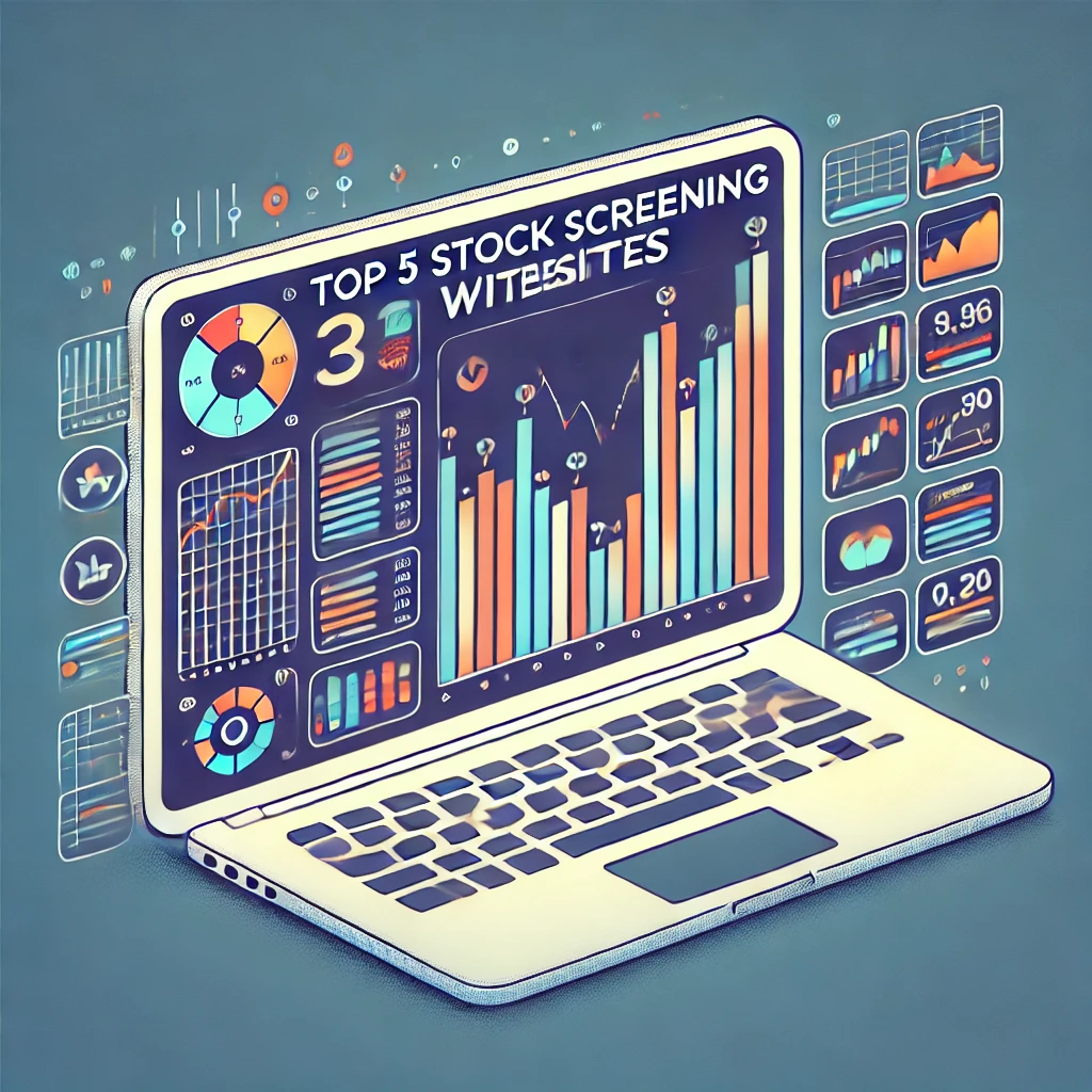 주식 스크리닝 사이트 화면이 나와있는 노트북사진