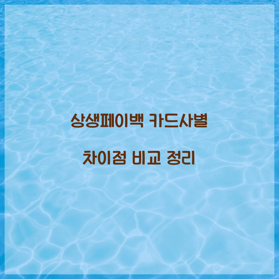 상생페이백 카드사별 차이점 비교 정리
