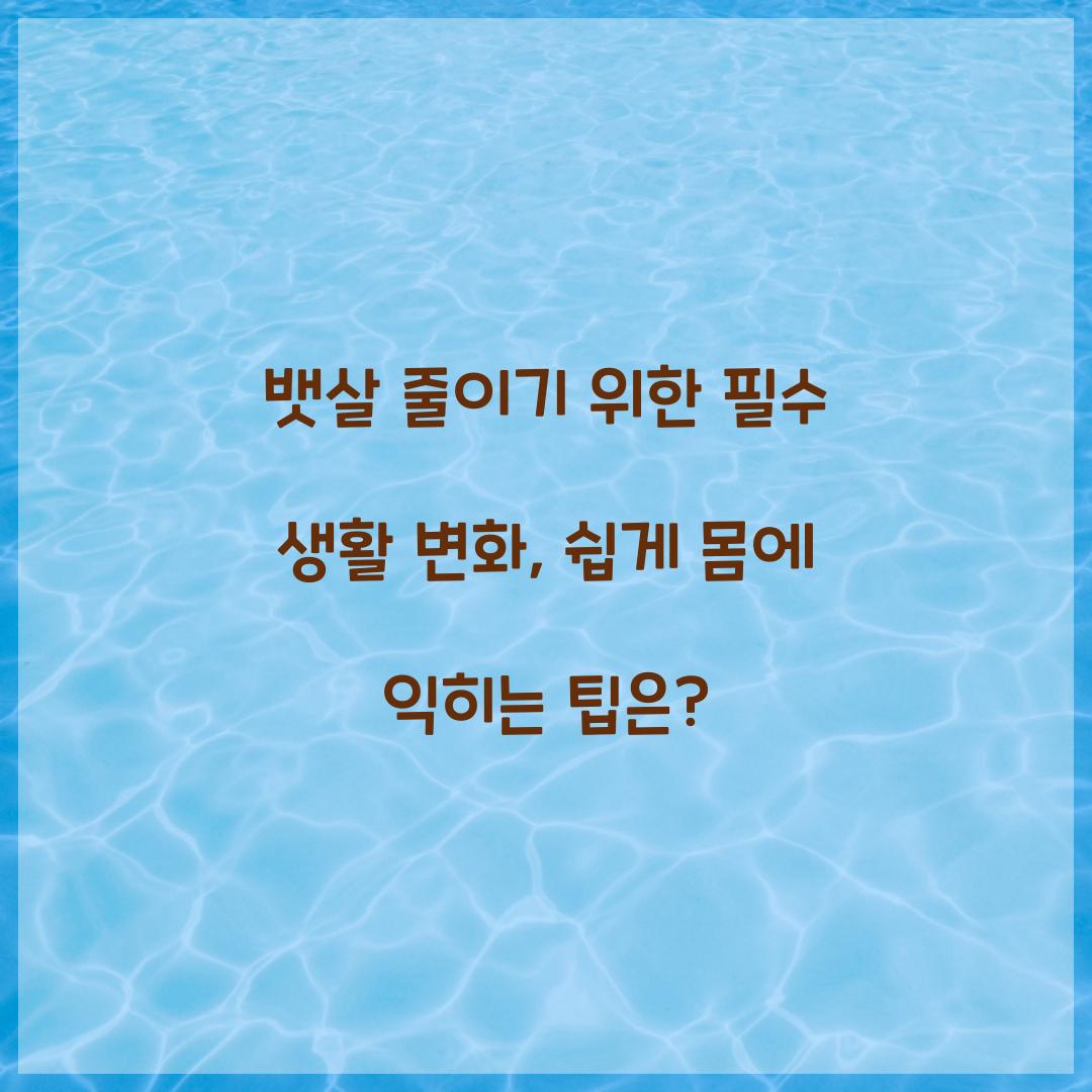 뱃살 줄이기 위한 필수 생활 변화