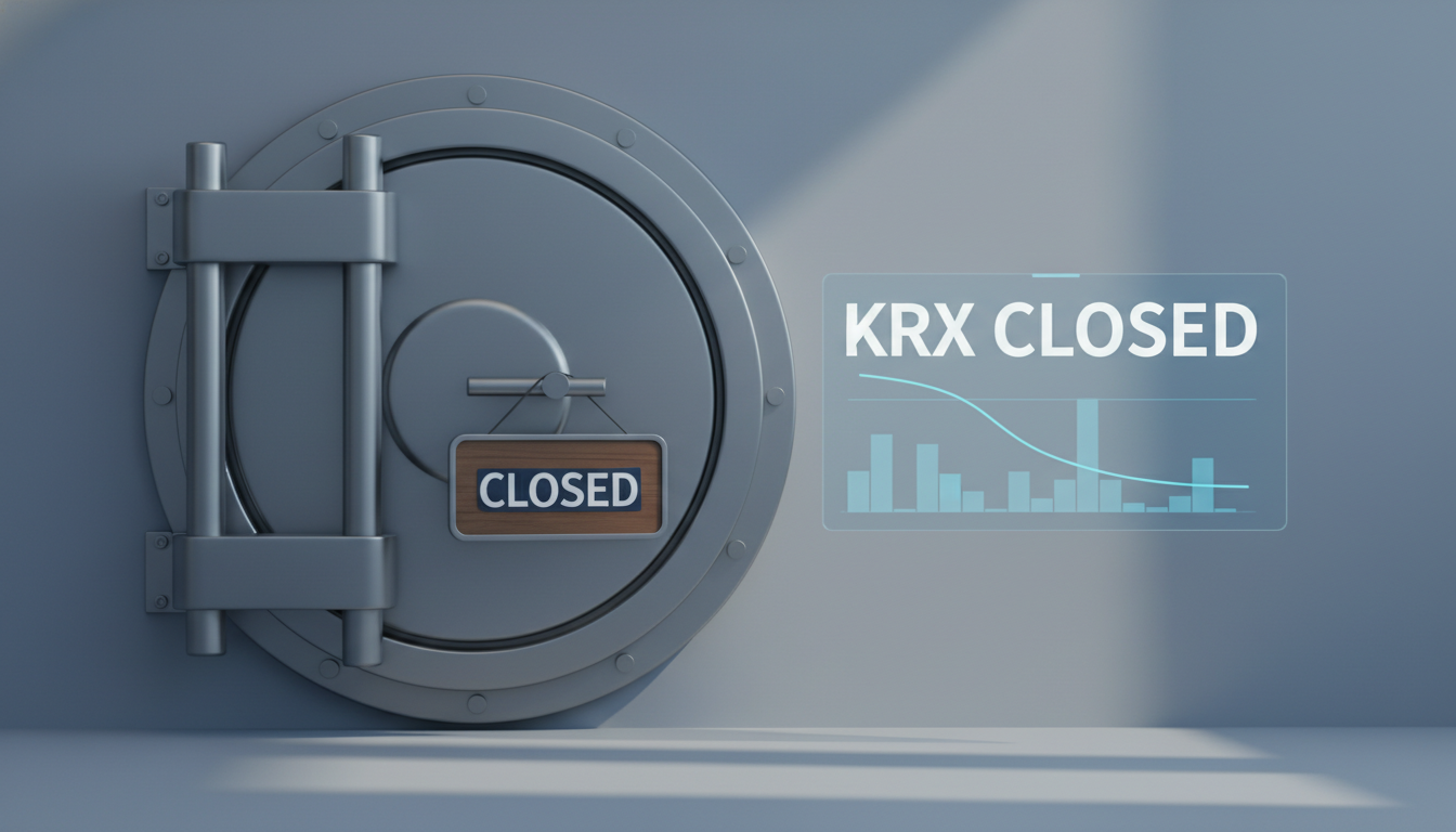 문이 닫힌 은행과 휴장된 주식시장을 나타내는 3D 일러스트