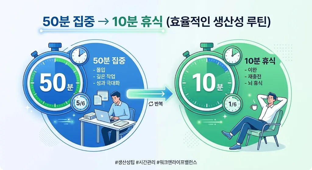 50분 집중 10분 휴식 시간 관리법
