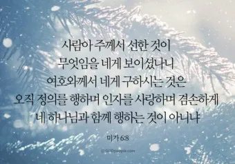 미가 6장 8절 묵상 - 사람아 주께서 선한 것이 무엇임을 네게 보이셨나니_10