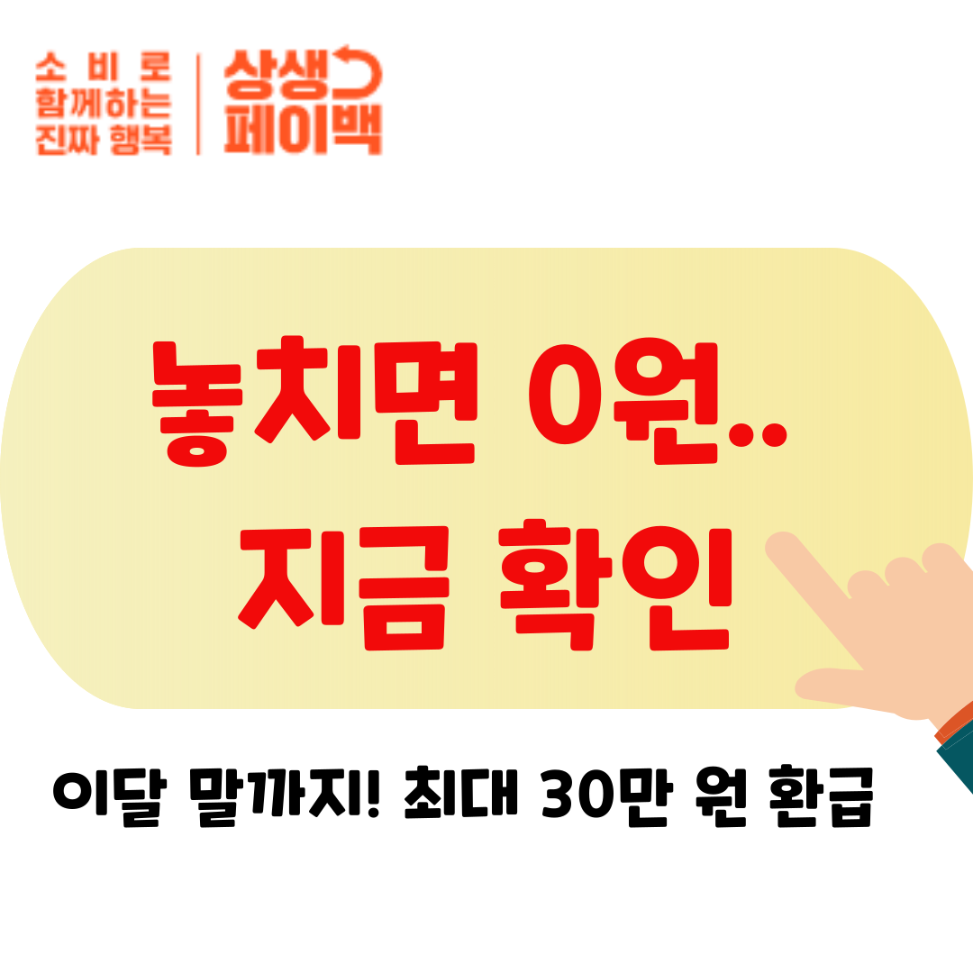 놓치면 0원입니다&hellip; 상생페이백 최대 30만 원 환급, 이달 말까지 신청해야