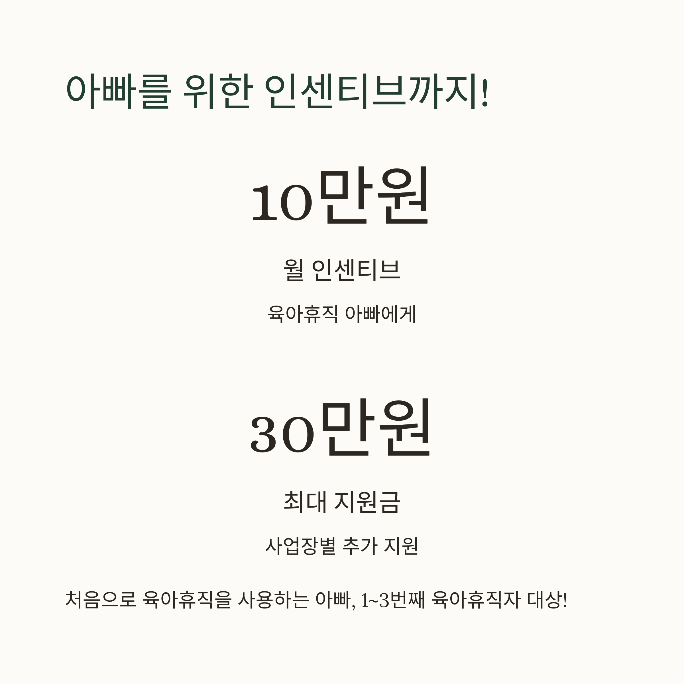 육아휴직 제도 – 아빠 전용 인센티브 신설