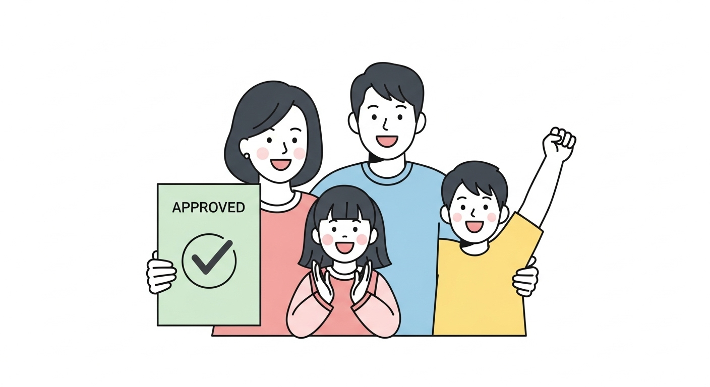 완화된 기준으로 자녀장려금 혜택을 받게 되어 기뻐하는 가족