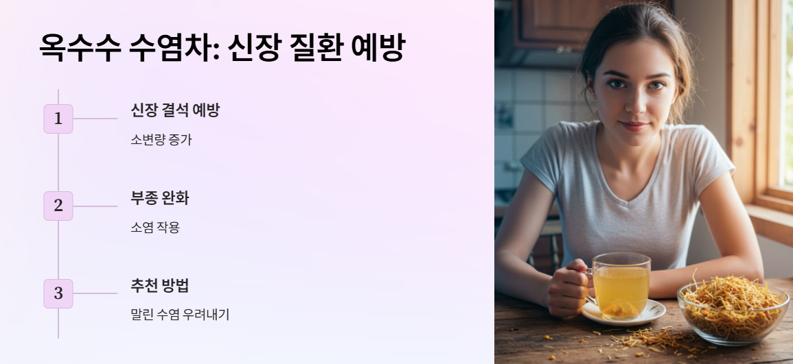 옥수수 수염차: 신장 질환 예방과 이뇨 작용