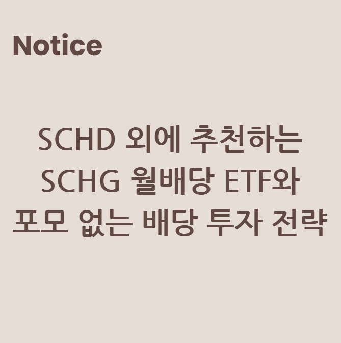 SCHD 외에 추천하는 SCHG 월배당 ETF와 포모 없는 배당 투자 전략