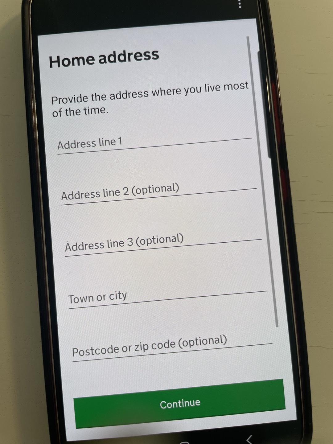 UK ETA 주소 입력