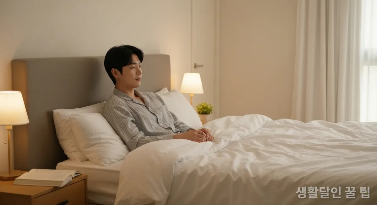 전자 기기 없이 아늑하고 평화로운 한국 아파트 침실